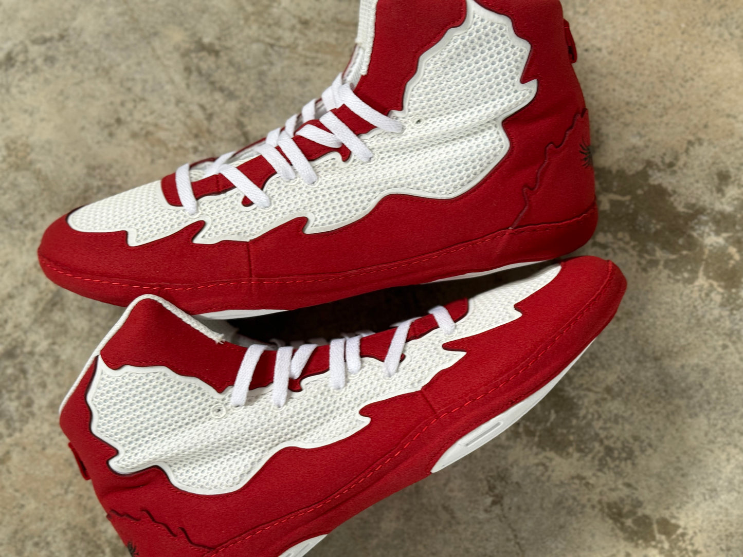 Red and White Scavengers Wrestling Shoes