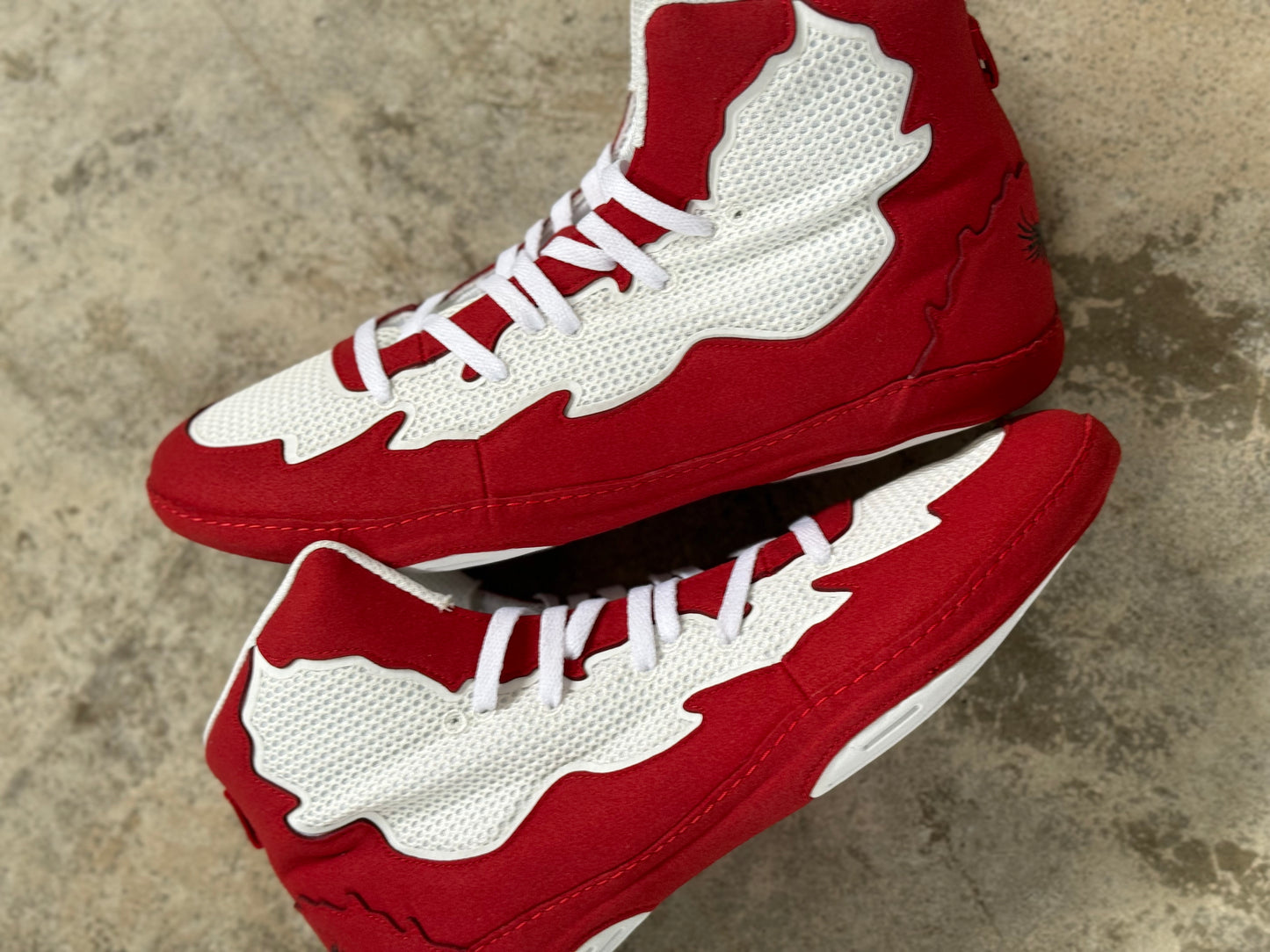 Red and White Scavengers Wrestling Shoes