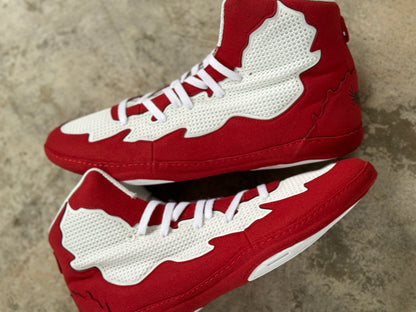 Red and White Scavengers Wrestling Shoes