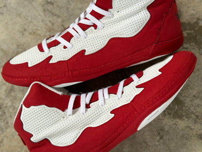 Red and White Scavengers Wrestling Shoes