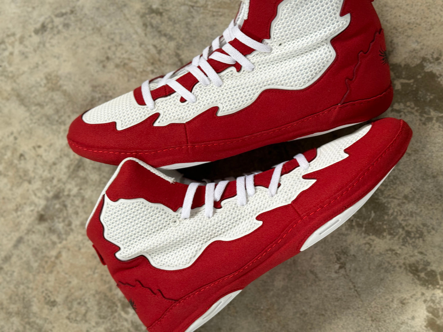 Red and White Scavengers Wrestling Shoes