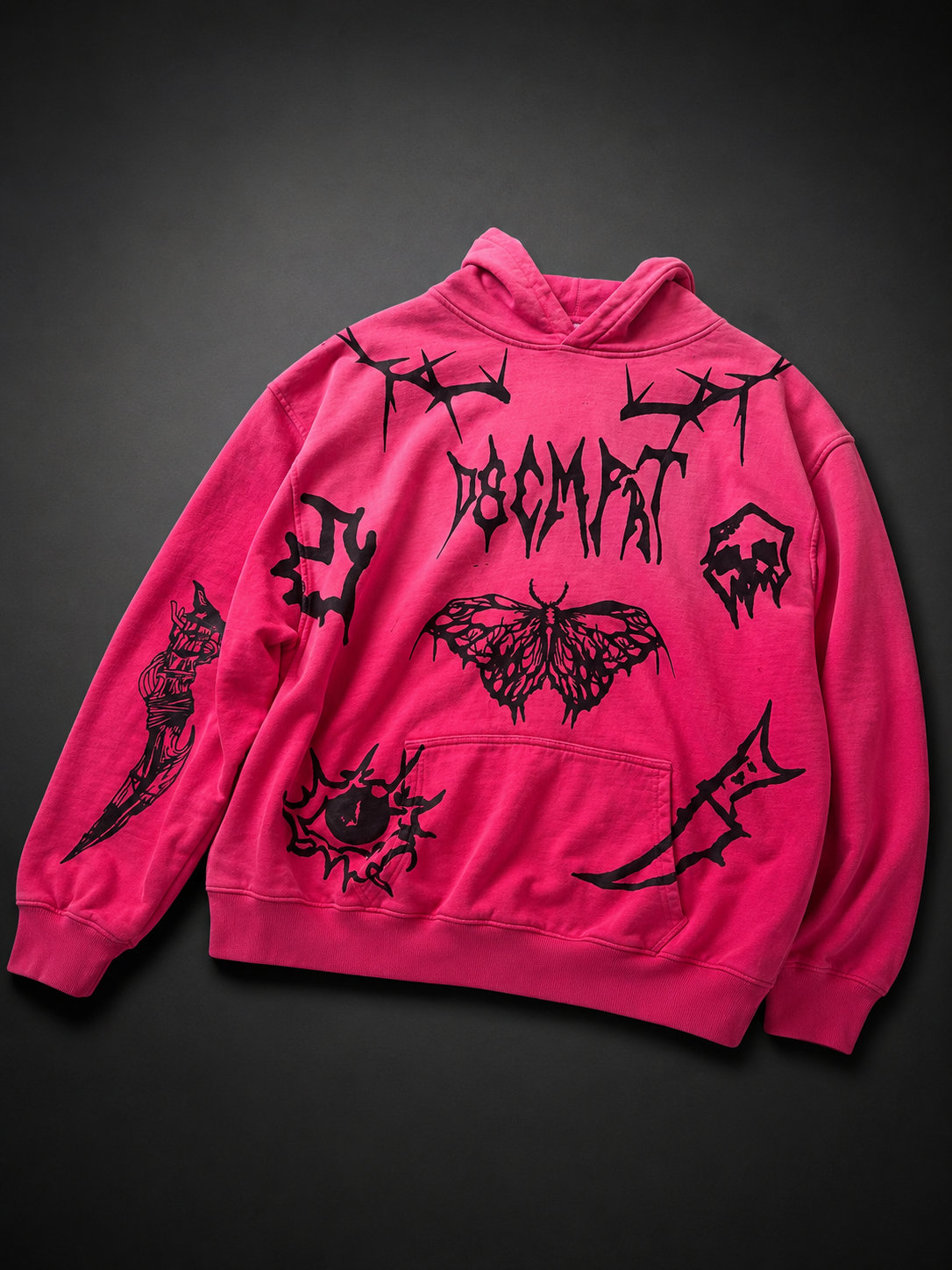 Tattooed Hot Pink Hoodie
