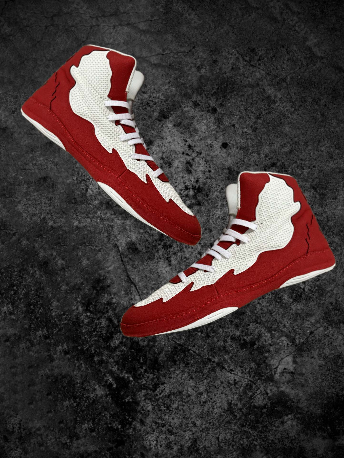 Red and White Scavengers Wrestling Shoes